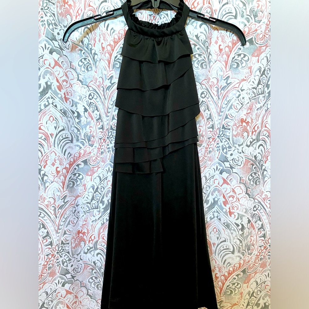 Black ruffled halter top